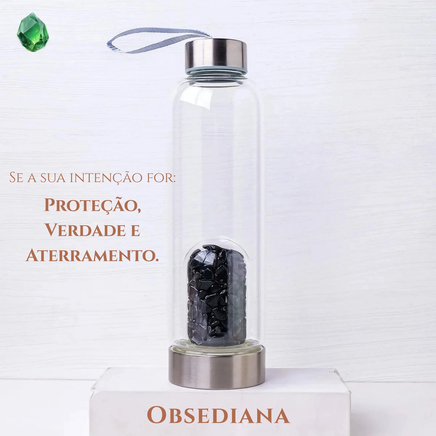 Garrafa com Cristais Naturais - Ritual de Água