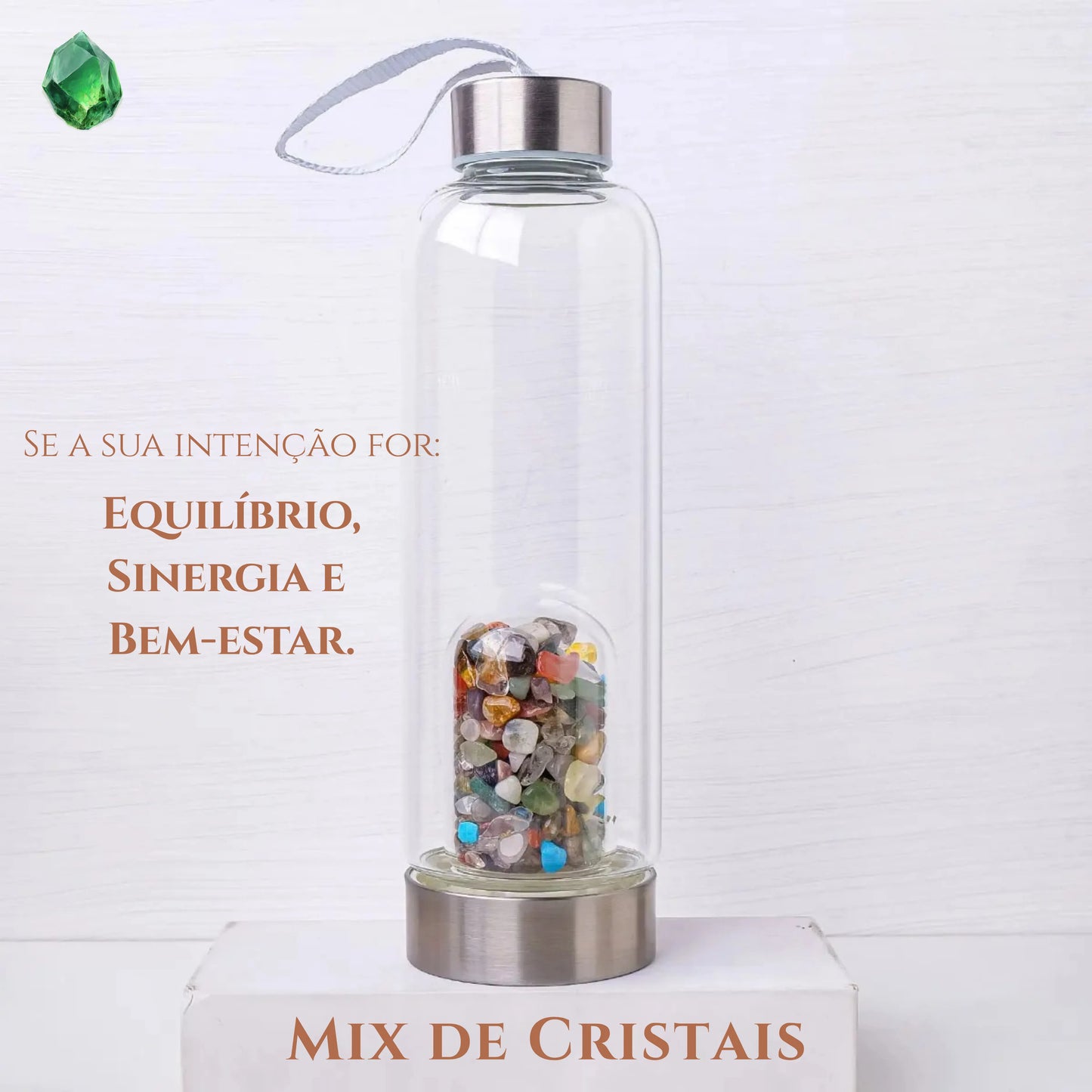 Garrafa com Cristais Naturais - Ritual de Água