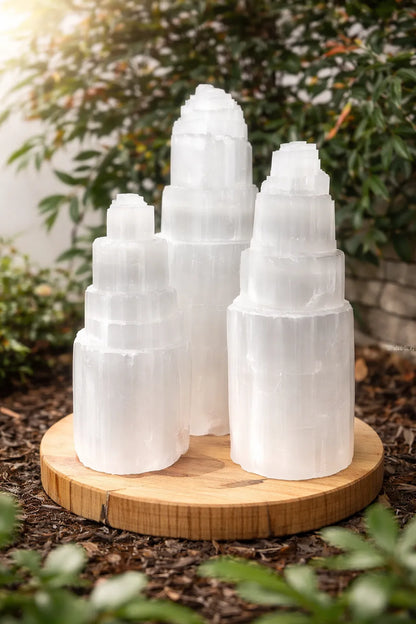 Torre de Selenita Bruta: Seu Pilar de Limpeza e Claridade Mental