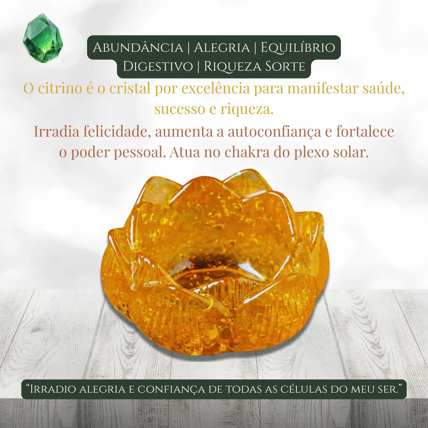 Porta-vela flor de lótus artesanal em cristal natural com acabamento premium e brilho delicado.